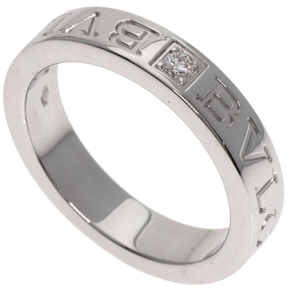 Bulgari Double Logo 1P Diamond Ring 18K White Gold Women's BVLGARI: --- Catalog ---Category: SizeJP Size: 11.5US Size: 6Category: DesignType: Band ringColor: White goldStone: DiamondGender: WomenMaterial: White gold (18K)Category: GeneralBrand: Bvlgari--- Item List