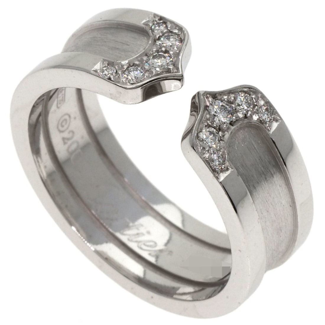 Cartier C2 Ring SM Diamond #50 18K White Gold Women's CARTIER (1 of 10)