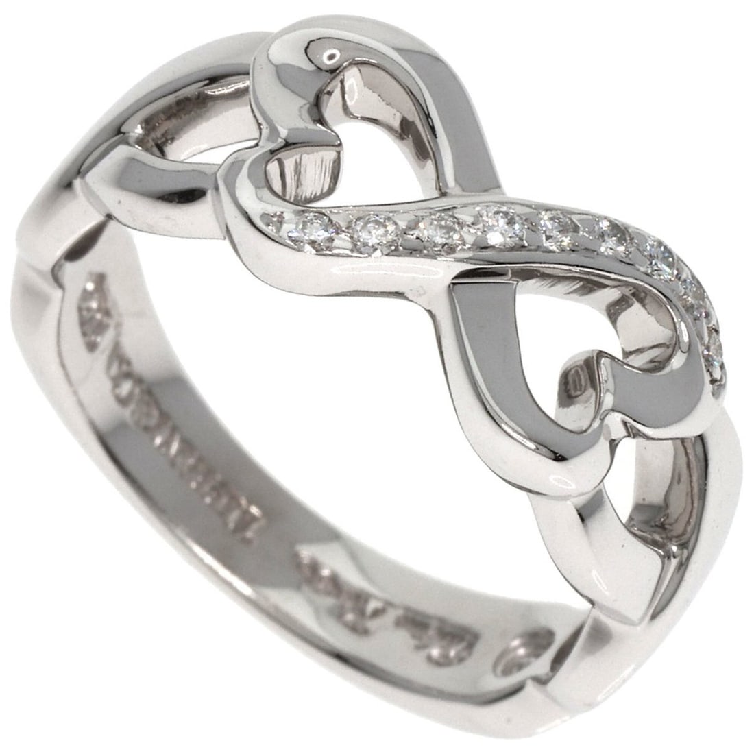 Tiffany & Co. Double Loving Heart Diamond Ring, 18K White Gold, Women's.: --- Catalog ---Category: SizeJP Size: 8US Size: 4.5Category: DesignType: Band ringColor: White goldStone: DiamondGender: WomenMaterial: White gold (18K)Category: GeneralBrand: Tiffany--- Item List ---