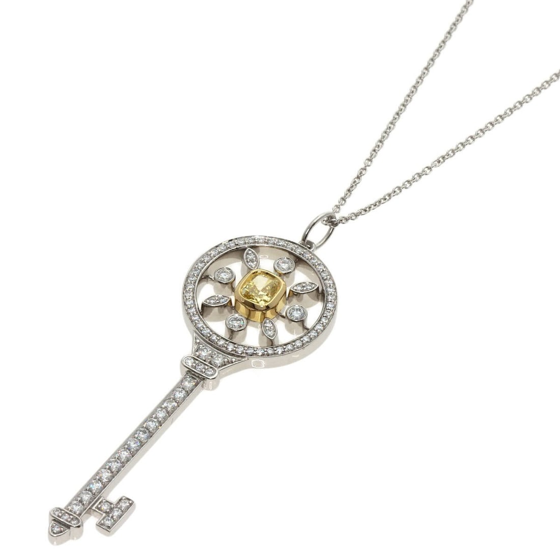 Tiffany & Co. Starkey Yellow Diamond Necklace, 18K White Gold/PT950, Women's. (1 of 10)