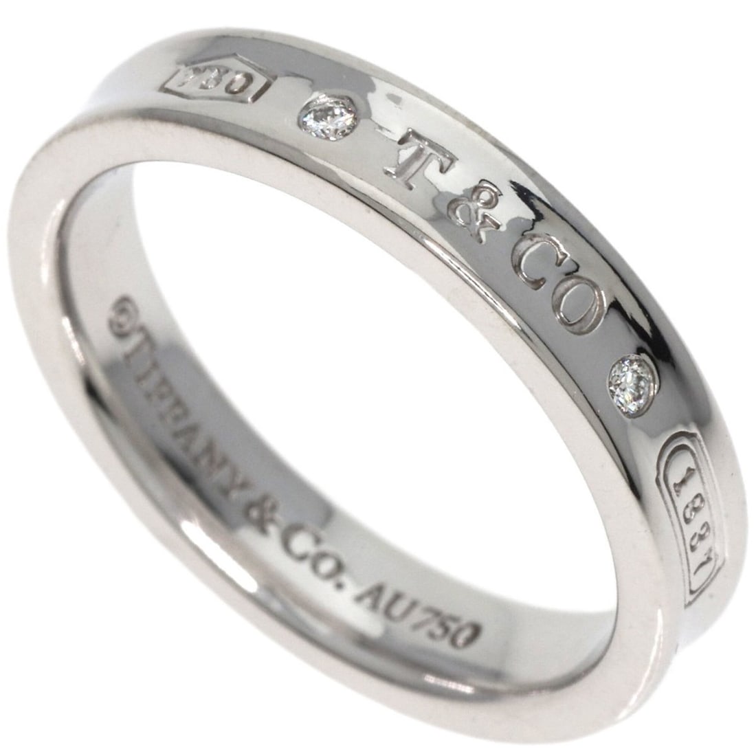 Tiffany & Co. 1837 Narrow 2-Diamond Ring, 18K White Gold, Women's. (1 of 14)