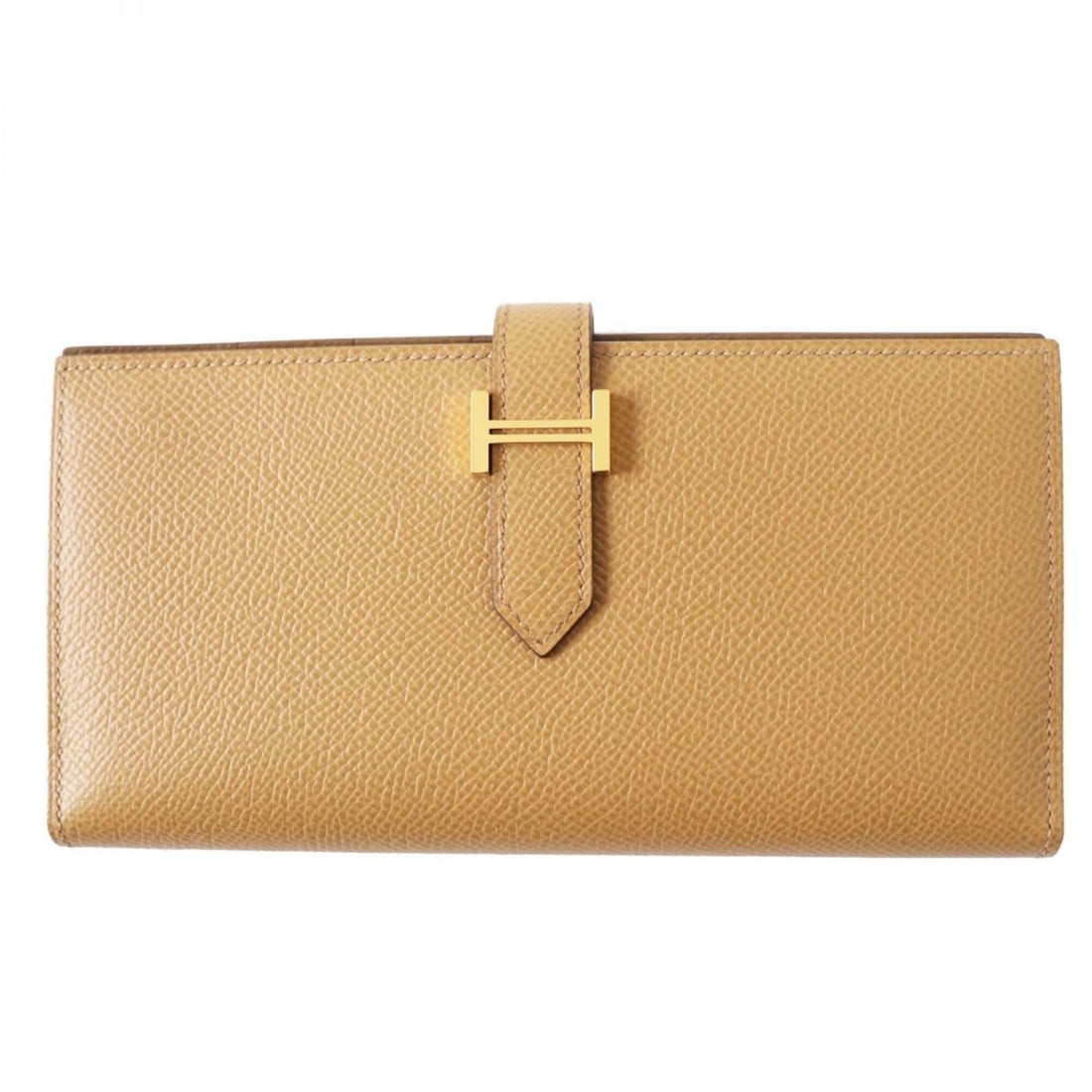 HERMES Bearn soufflet long wallet, two-tone, biscuit/arzan pattern, gold hardware, Epson, U stamp, (1 of 17)