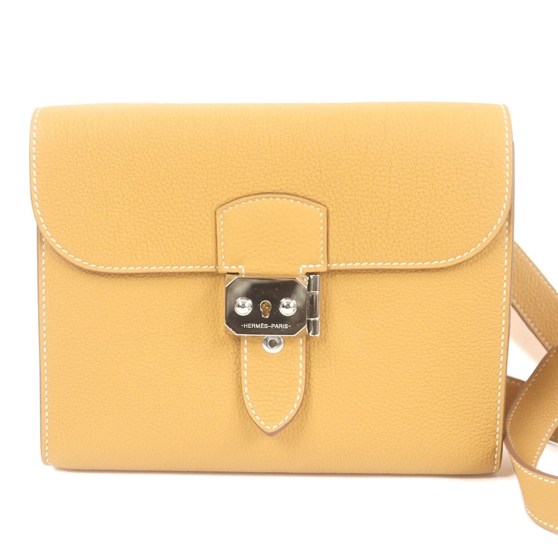 HERMES Sac à Dépêches 21 Togo Leather Shoulder Bag, Natural Sable, W Stamp, with Dust Made in (1 of 15)