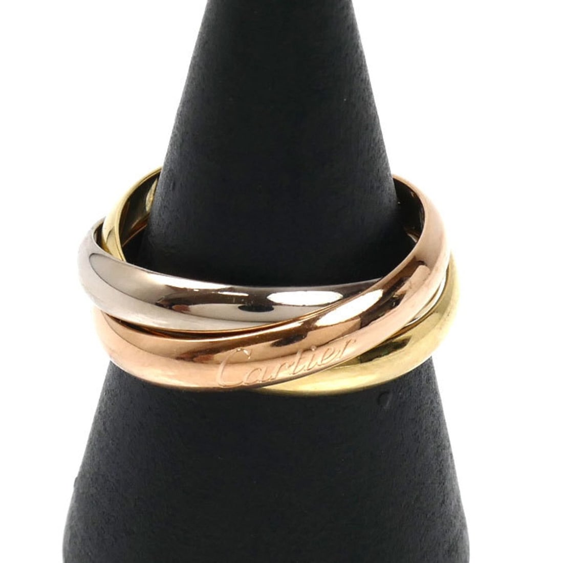 CARTIER Trinity Classic Ring, 18K Yellow Gold, Pink White B4234254, Size 54, 8.2g, Women's. (1 of 12)