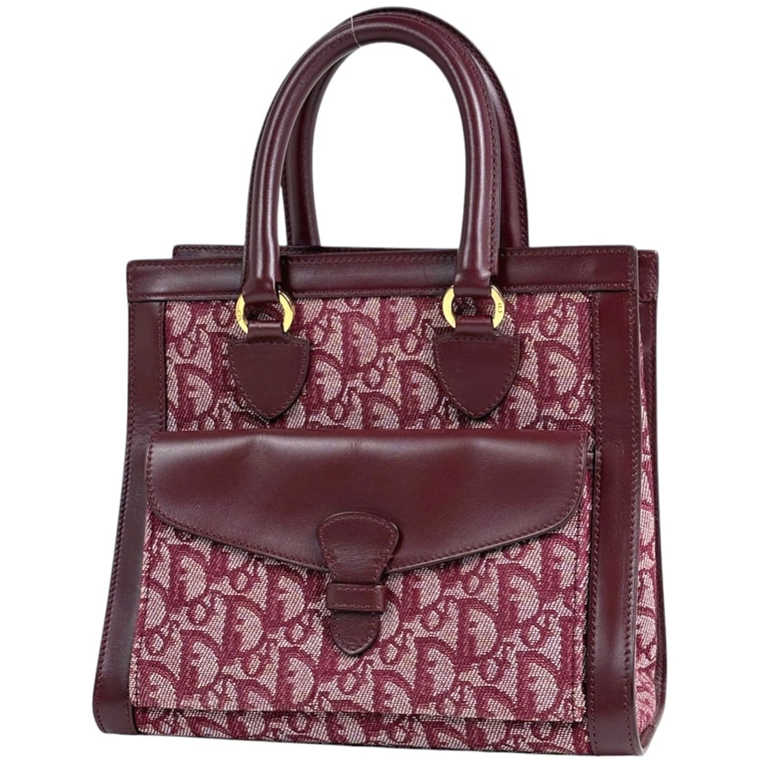Christian Dior Trotter Pattern Handbag Tote Bag Canvas Bordeaux Women's (1 of 20)