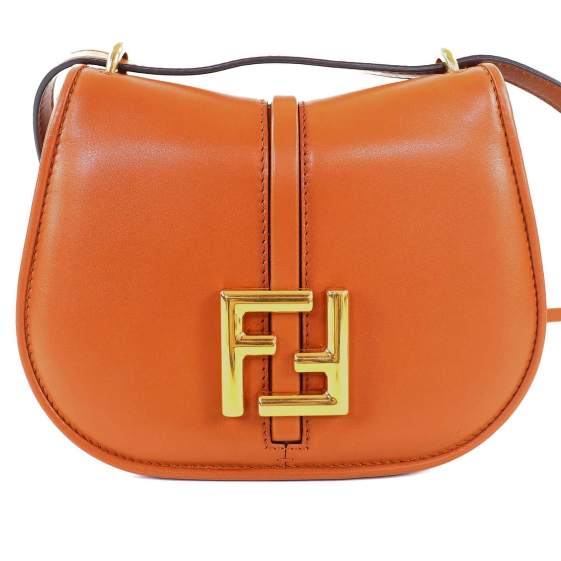 FENDI 8BS082 Camon Small Leather Satchel Shoulder Bag with FF Logo Hardware, Brown Gold Comes Dust (1 of 18)