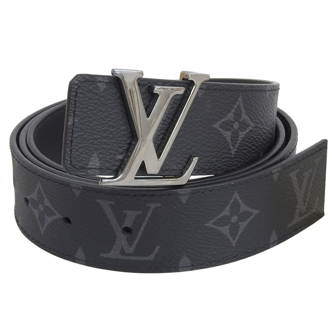 LOUIS VUITTON M0450 Ceinture LV Initials Reversible Monogram Eclipse Canvas Leather Belt 100 40 with (1 of 10)
