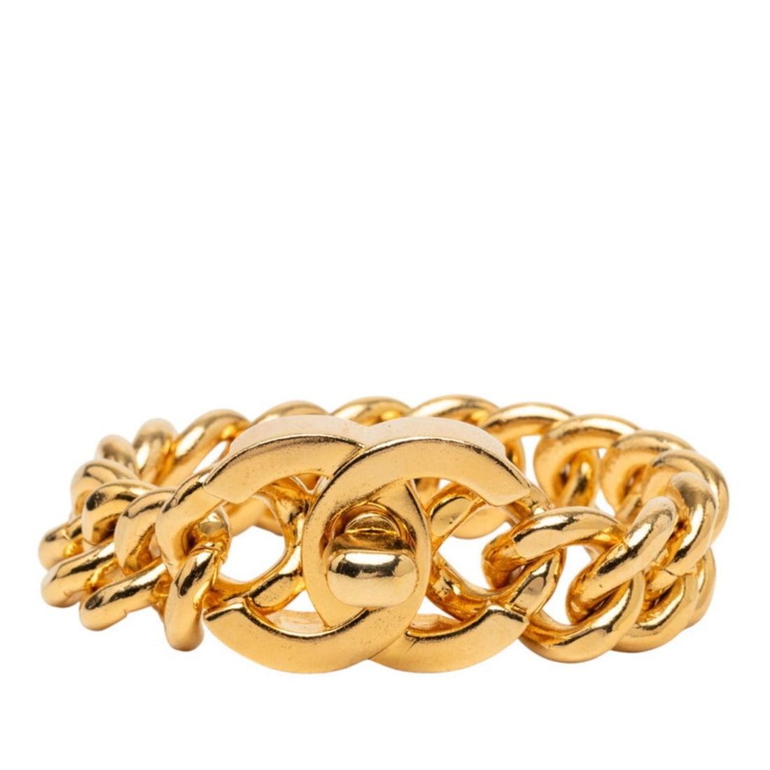 CHANEL Coco Mark Turn Lock Vintage Bracelet, Gold Plated, Women's: --- Catalog ---Category: SizeLength: 16cm / 6.29''Category: DesignType: Charm braceletColor: GoldGender: WomenCategory: GeneralBrand: Chanel--- Item List ---Section: ConditionRanking: Rank A Used - A