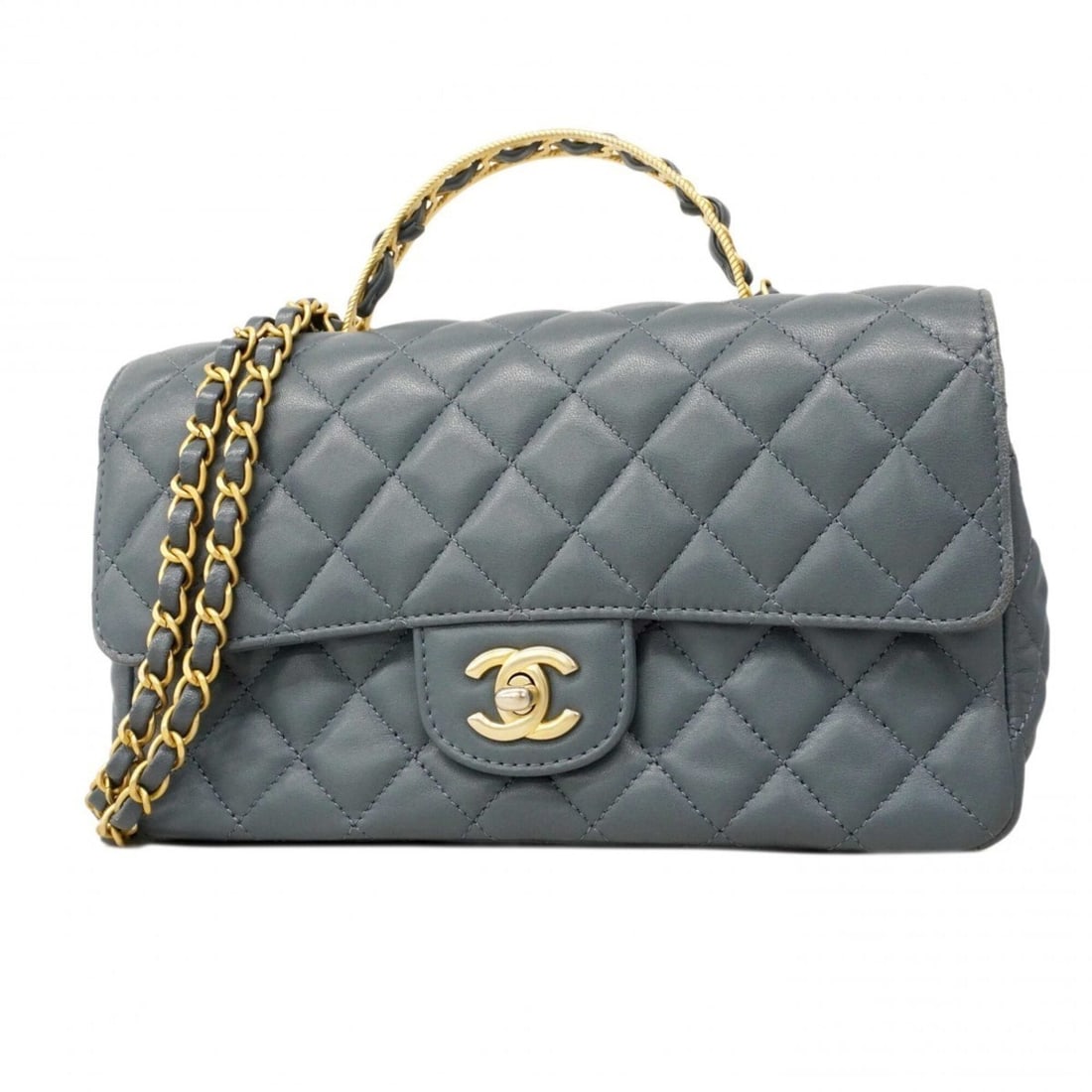 Chanel Matelassé Chain Shoulder Handbag, Lambskin, Blue Champagne, 2-way Bag for Women (1 of 12)