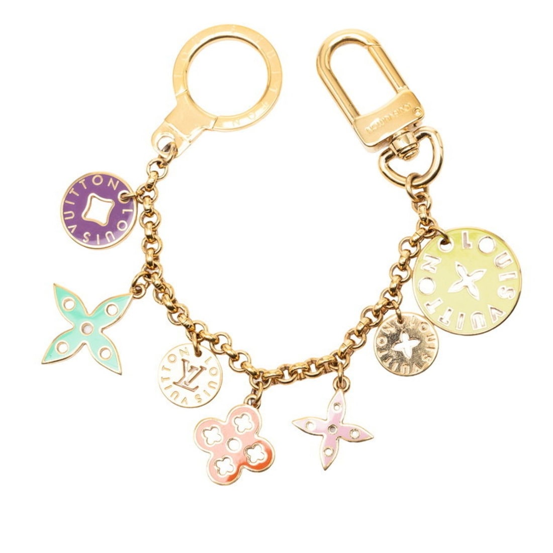 Louis Vuitton Porte Clés Chaine Looping Keychain Keyring Accessory Bag Charm M66005 Gold Multicolor (1 of 10)