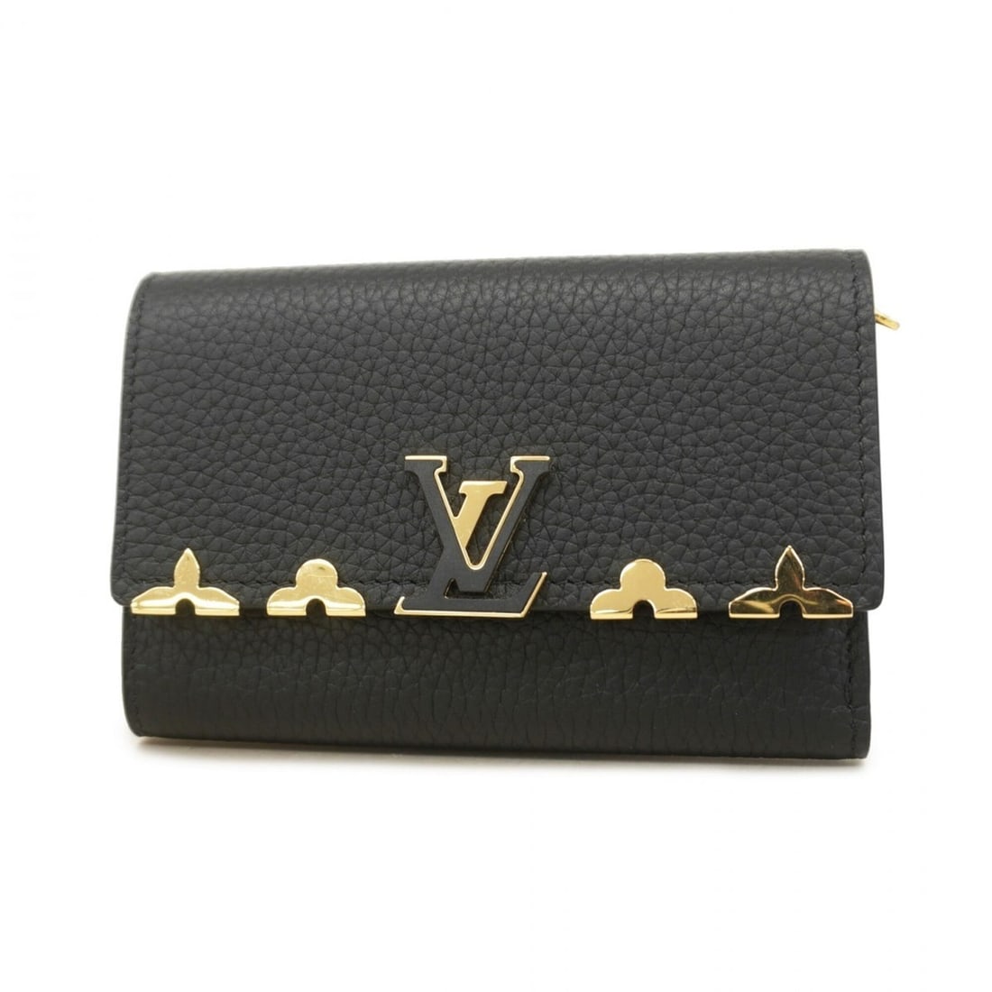 Louis Vuitton Tri-fold Wallet, Taurillon Leather, Portefeuille Capucines Compact, M82764, Noir (1 of 9)