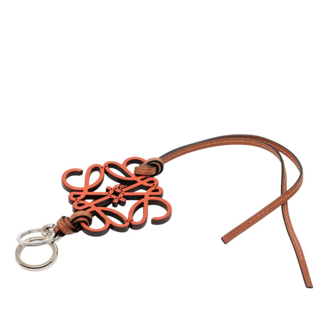 Loewe Anagram Keychain Keyring Accessory Bag Charm Orange Brown Leather Women's LOEWE (1 of 11)