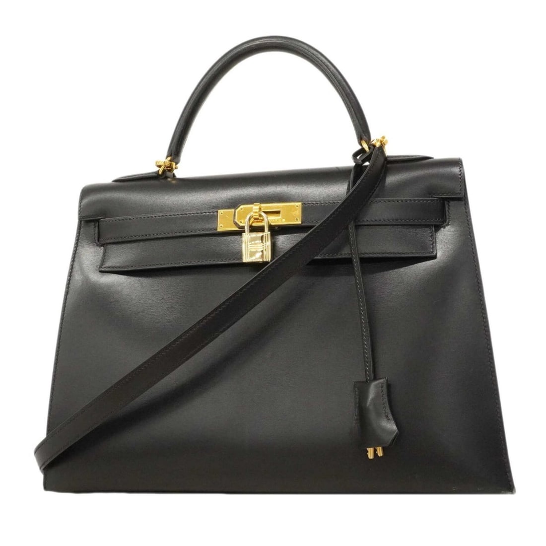 Hermes Kelly 32 Handbag, Box Calf Leather, Black, ?Z Stamp, 2-way Bag for Women: --- Catalog ---Category: SizeSize (HxWxD): 23.5cm x 32.5cm x 12cm / 9.25'' x 12.79'' x 4.72''Category: DesignType: HandbagColor: BlackGender: WomenMaterial: Box calf leather Hardware Color: GoldCatego