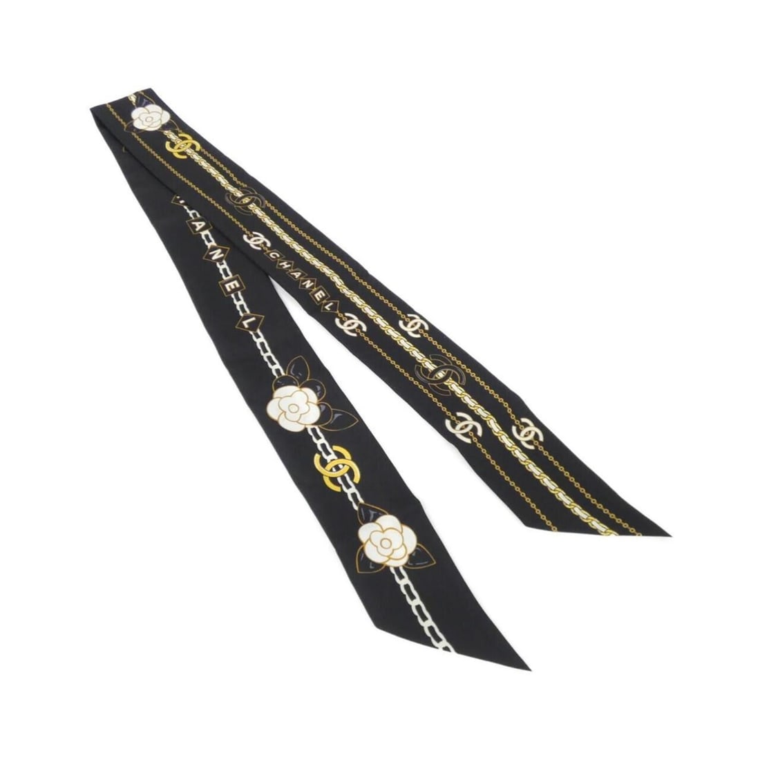 Chanel AA8232 Hairband: --- Catalog ---Category: SizeSize (LxW): 6cm x 1.2m / 2.36'' x 47.24''Category: DesignType: HeadbandColor: Black, Gold, WhiteGender: WomenMaterial: SilkCategory: GeneralMPN: AA8232Brand: Chanel---
