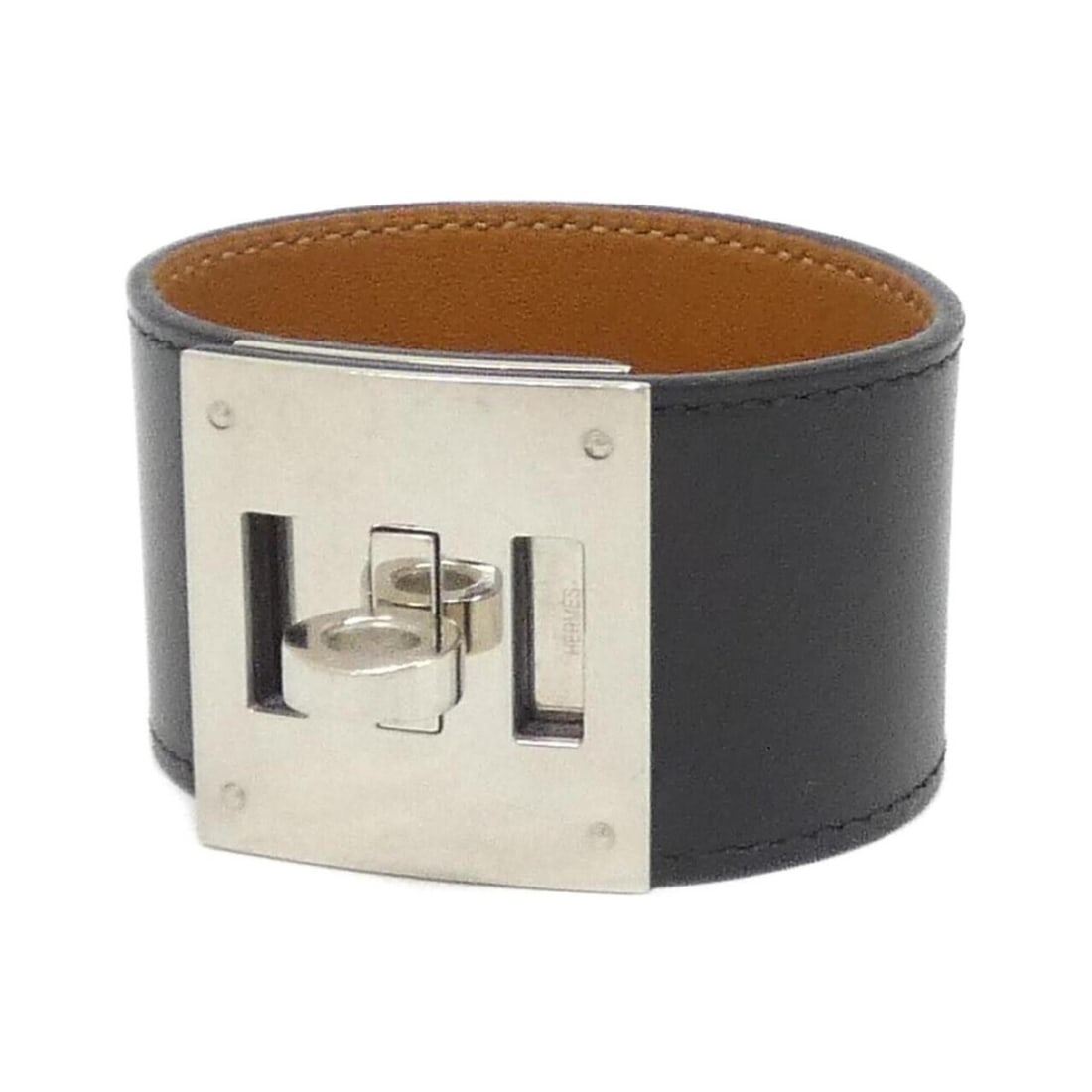 Hermes Kelly Dog 072929CK Bracelet: --- Catalog ---Category: SizeWidth: 3cm / 1.18''Length: 16cm - 18cm / 6.29'' - 7.08''Category: DesignType: Charm braceletColor: Black, SilverGender: Women,MenMaterial: Swift leatherCategory: