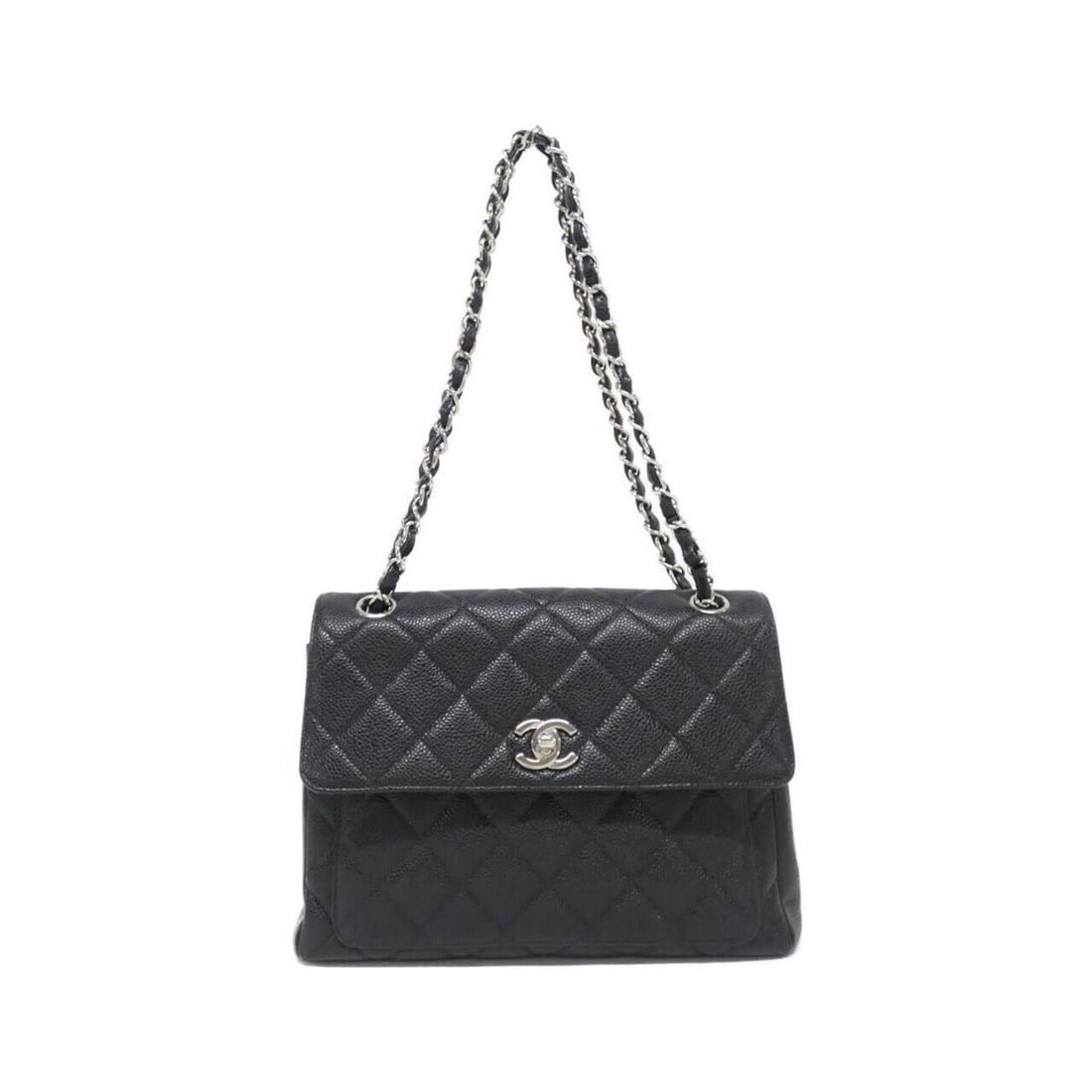 Chanel shoulder bag: --- Catalog ---Category: SizeWeight: 530g / 1.16lb.Size (HxWxD): 17cm x 24cm x 8.5cm / 6.69'' x 9.44'' x 3.34''Category: DesignType: Shoulder bagColor: BlackGender: WomenMaterial: Grained Calfskin