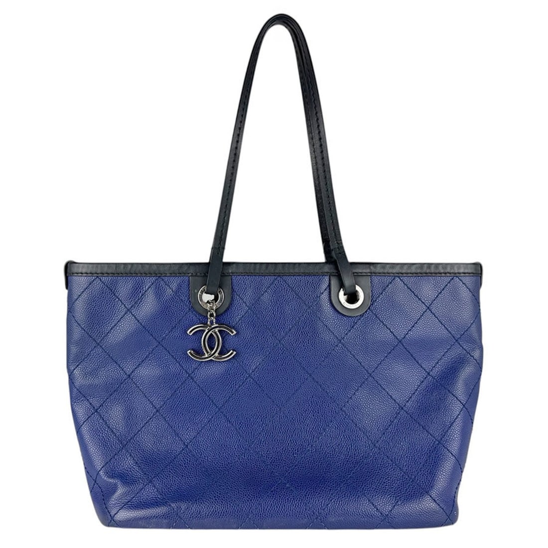 Chanel CHANEL Shoulder Bag Tote Wild Stitch Caviar Leather Blue Black Silver Women's Free Shipping: --- Catalog ---Category: SizeSize (HxWxD): 26cm x 32cm x 14cm / 10.23'' x 12.59'' x 5.51''Category: DesignType: Shoulder bag, Tote bagColor: Black, BlueGender: WomenMaterial: Grained Calfskin Category