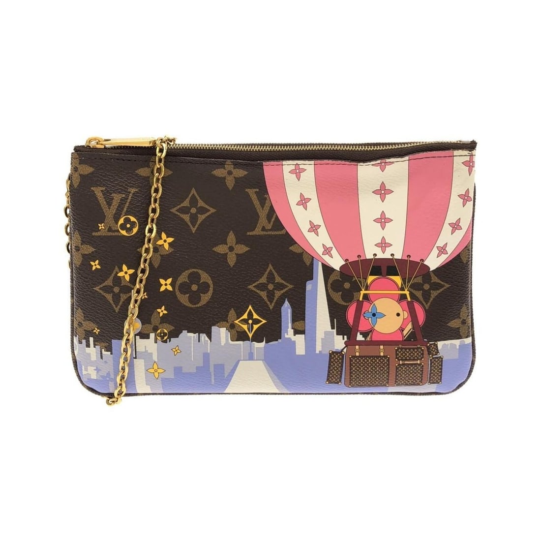 Louis Vuitton Monogram Holiday (Vivienne) Pochette Double Zip M68486 Shoulder Bag: --- Catalog ---Category: SizeWeight: 270g / 9.52oz.Size (HxWxD): 13.5cm x 21.5cm x 2cm / 5.31'' x 8.46'' x 0.78''Strap Length: 117cm / 46.06''Category: DesignType: Pochette, Shoulder bagColor: