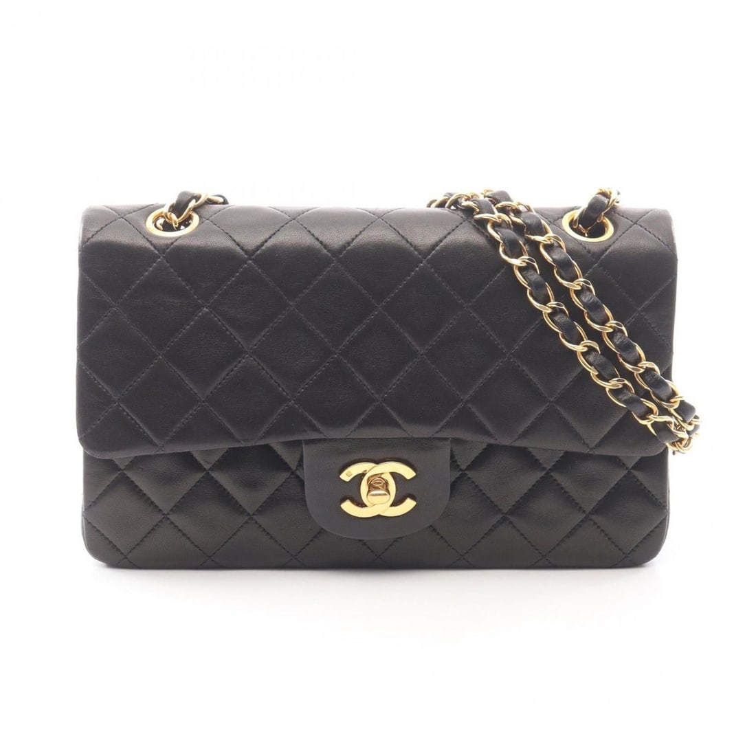 Chanel Matelassé Double Flap Shoulder Bag/Handbag, Lambskin Leather, Women's, Black: --- Catalog ---Category: SizeSize (HxWxD): 14cm x 23cm x 6cm / 5.51'' x 9.05'' x 2.36''Category: DesignType: Handbag, Shoulder bagColor: BlackGender: WomenMaterial: Leather Leather/Fur Type: LambskinC