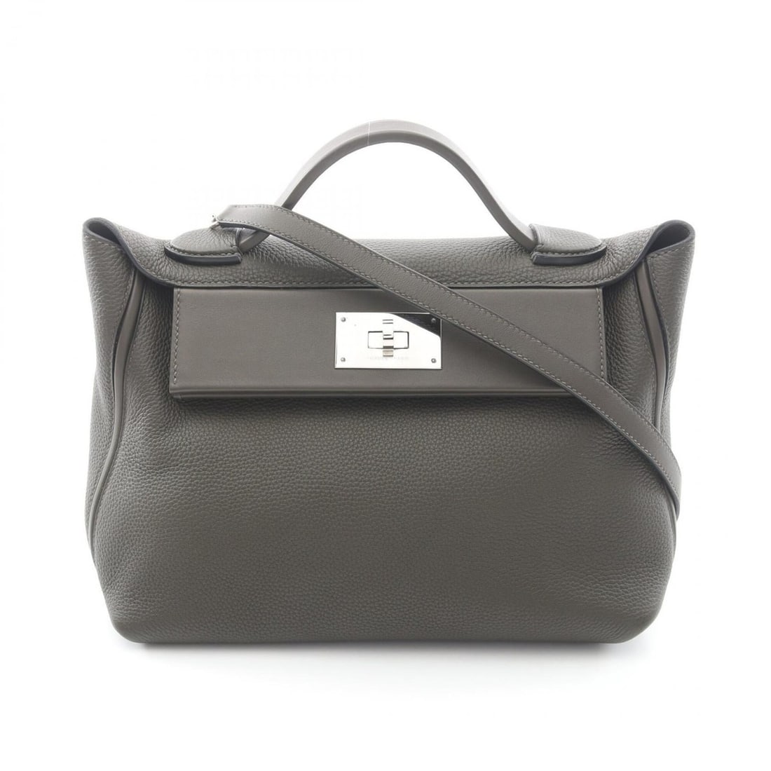 Hermes Sac 24 (Vanquatre 29) 2-way handbag, leather, Togo Veau Swift, women's, khaki. (1 of 13)