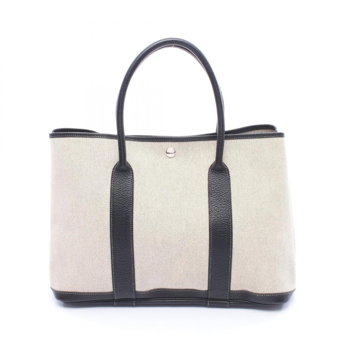 Hermes Garden Party PM Tote Bag Handbag Leather Toile H Women's Beige/Black (1 of 20)