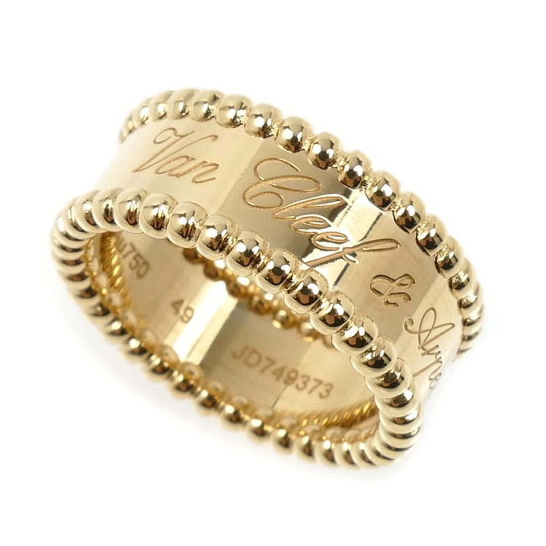 Van Cleef & Arpels 18K Yellow Gold Perlee Signature Ring (VCAR03Y649, Size 49, 7.3g) - Women's (1 of 11)