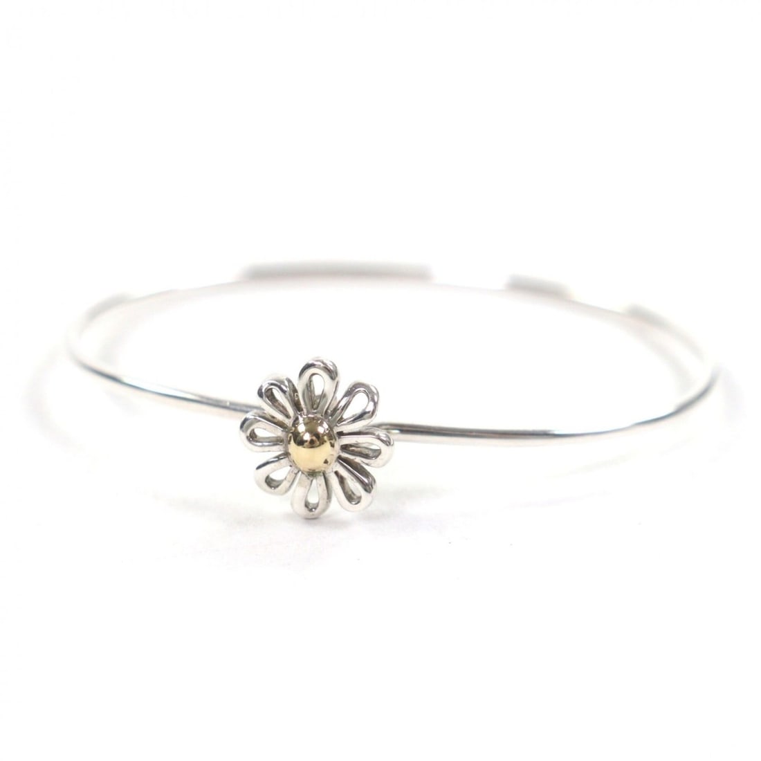 TIFFANY&Co. Tiffany Daisy Flower 925 750 Combination Bracelet Bangle Silver Gold Weight 7.1g Women's (1 of 12)