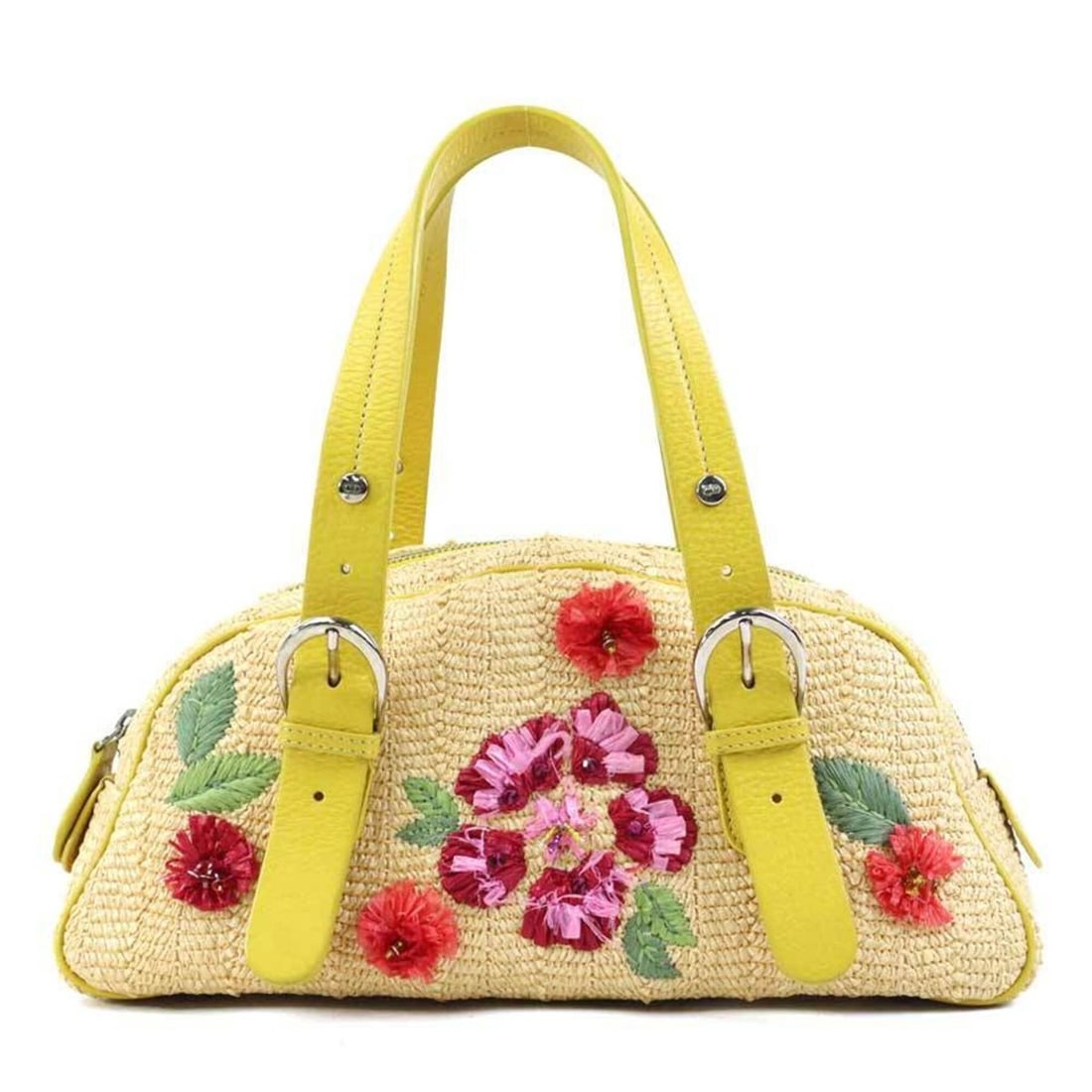 Christian Dior handbag, Galliano era, floral pattern, raffia leather, natural yellow, women's, free (1 of 17)