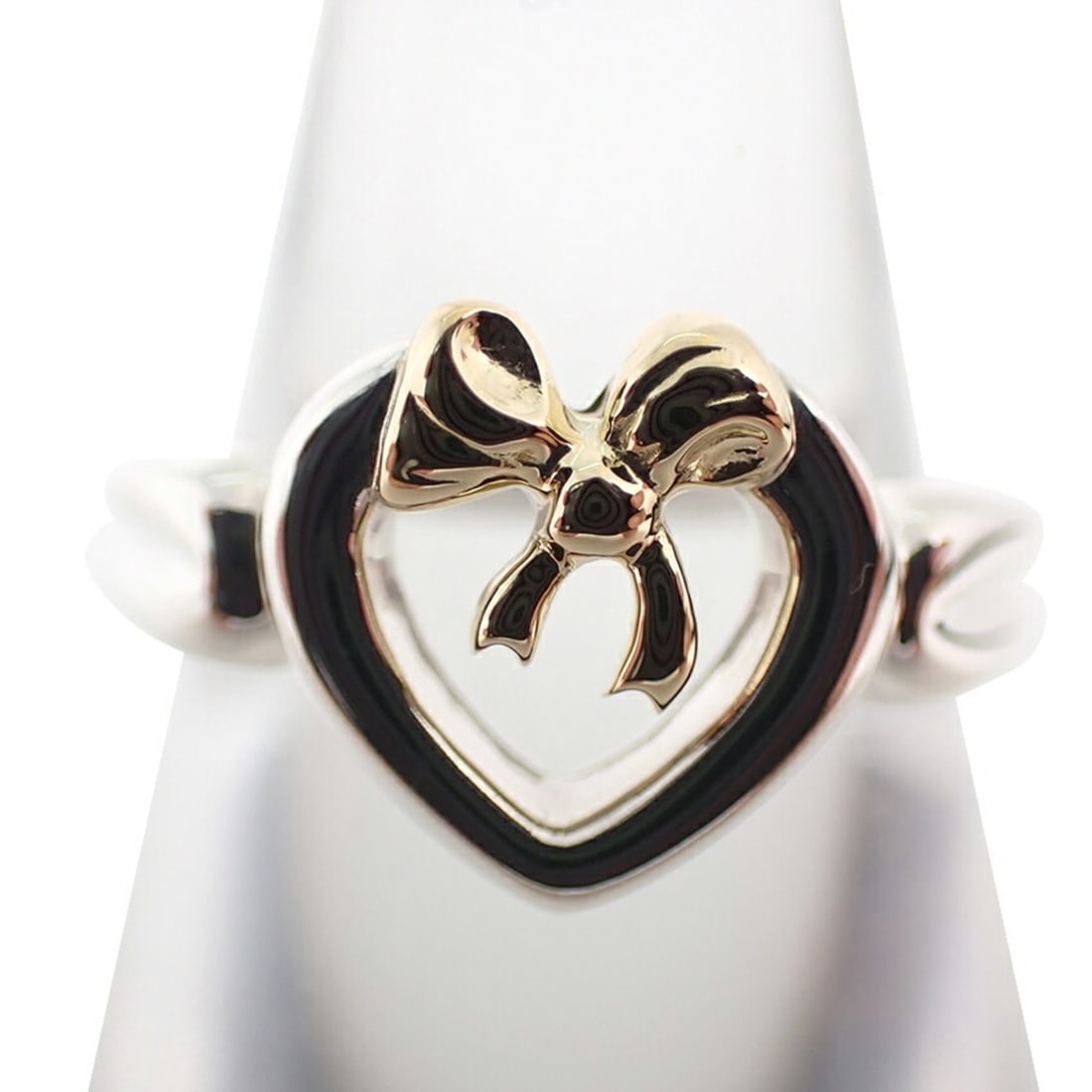 TIFFANY & Co. 925 750 Heart Ribbon Combination Ring, Size 11.5 (1 of 16)
