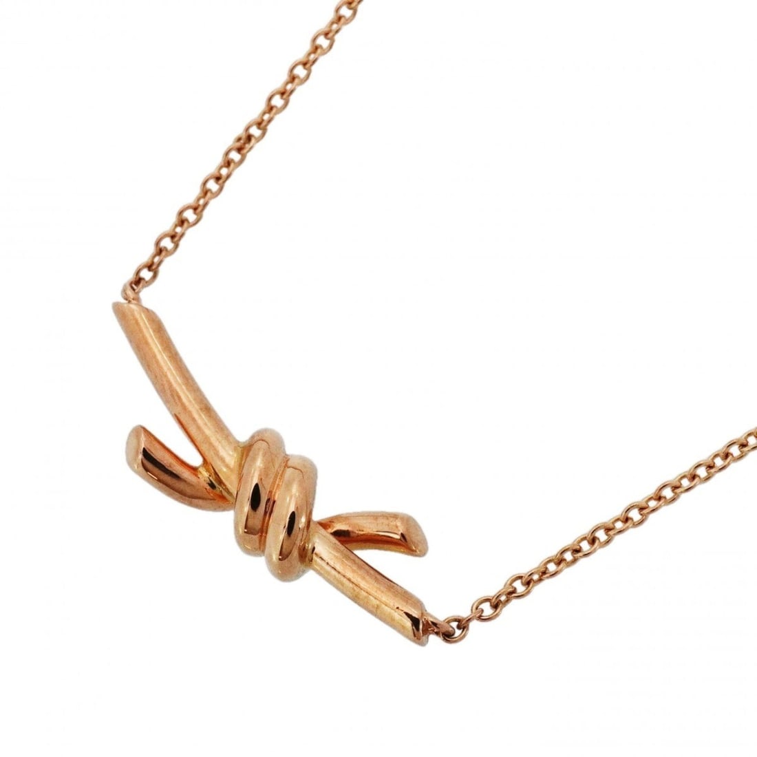 Tiffany & Co. Knot Small Necklace, 18K Pink Gold, Women's: --- Catalog ---Category: SizePendant Size: 6.4mm x 21.8mm / 0.25'' x 0.85''Neck Circumference: 38 cm - 43 cm / 14.96'' - 16.92''Category: DesignGender: WomenMaterial: Pink gold (18K)Necklace Type: Nec