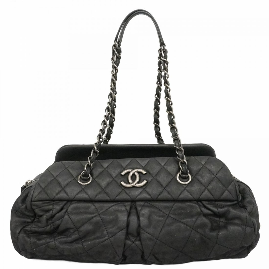 Chanel Matelassé Chain Shoulder Bag, Lambskin, Black, Women's, P2682553 (1 of 14)