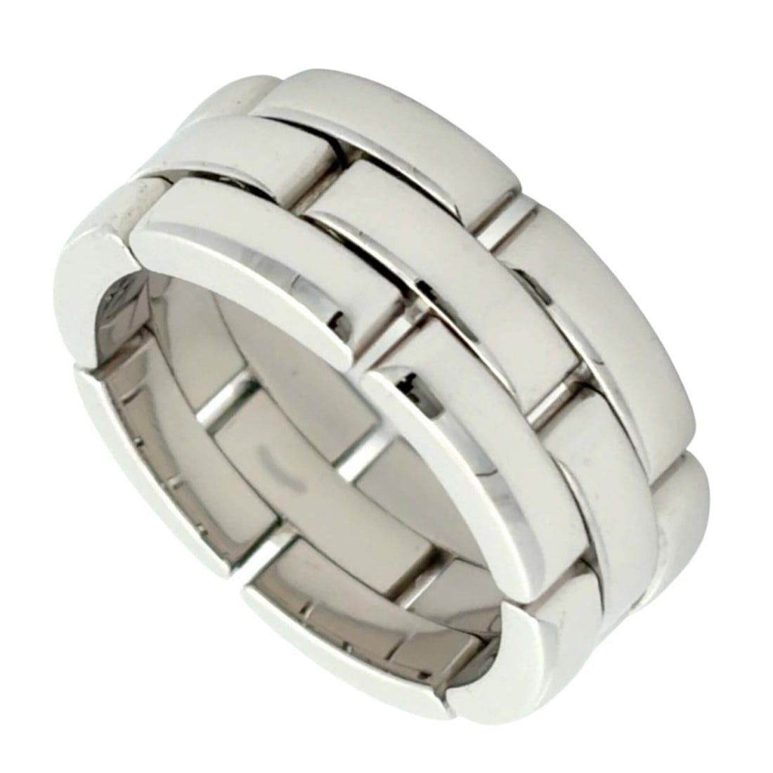 Cartier Maillon Panthère 3-Row Ring, Size #53, 18KWG, 14.1g, White Gold, Approx. 1 [unit of (1 of 10)