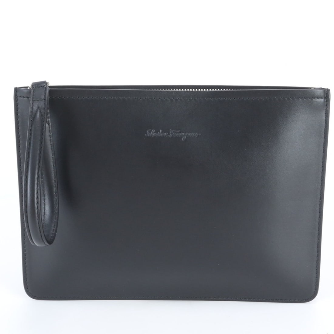Salvatore Ferragamo Leather Second Bag Clutch Handbag Pouch Business Genuine Black Men's: --- Catalog ---Category: SizeSize (HxWxD): 21cm x 28cm x 2cm / 8.26'' x 11.02'' x 0.78''Category: DesignType: Handbag, PouchColor: BlackGender: MenMaterial: Leather Category: GeneralBrand: Salvatore F
