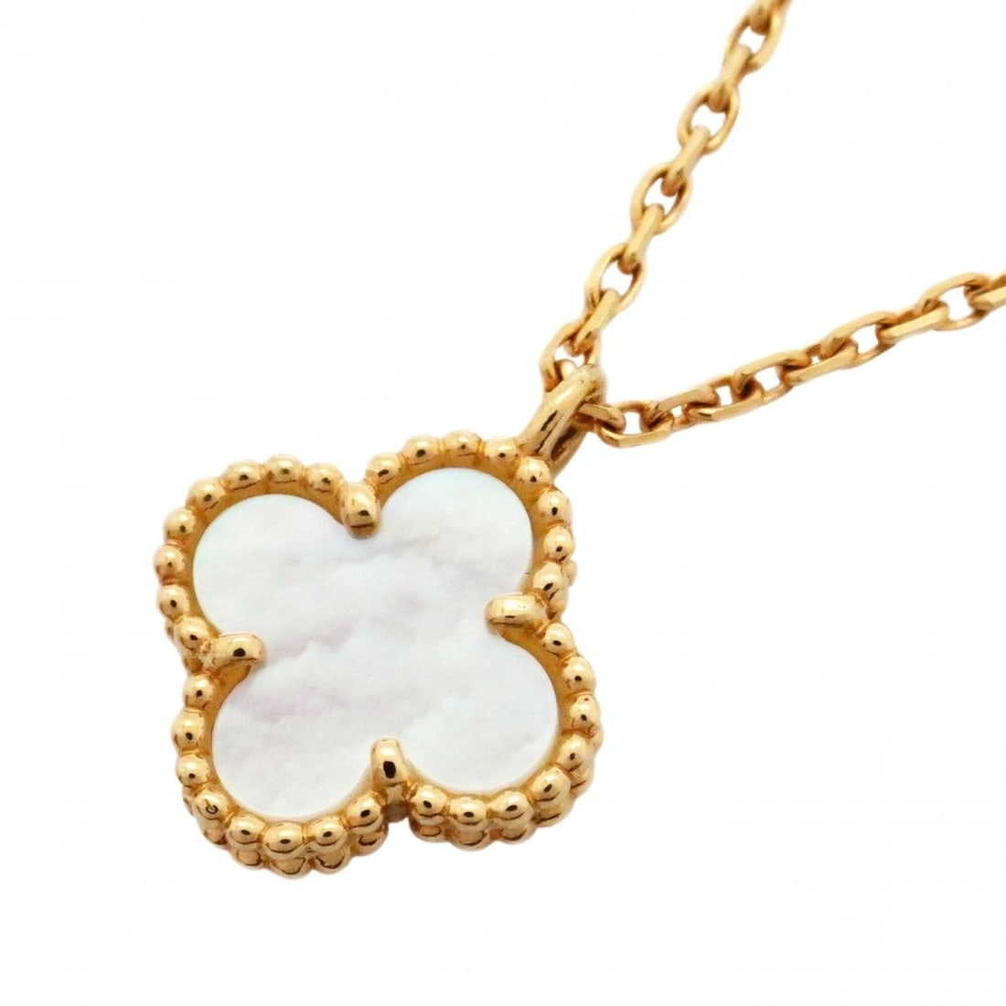 Van Cleef & Arpels Sweet Alhambra Necklace, 18K Yellow Gold, Mother-of-Pearl, Ladies': --- Catalog ---Category: SizePendant Size: 11.5mm x 9.2mm / 0.45'' x 0.36''Neck Circumference: 38.5 cm - 40.5 cm / 15.15'' - 15.94''Category: DesignGender: WomenMaterial: Mother of pearl, Yellow gold