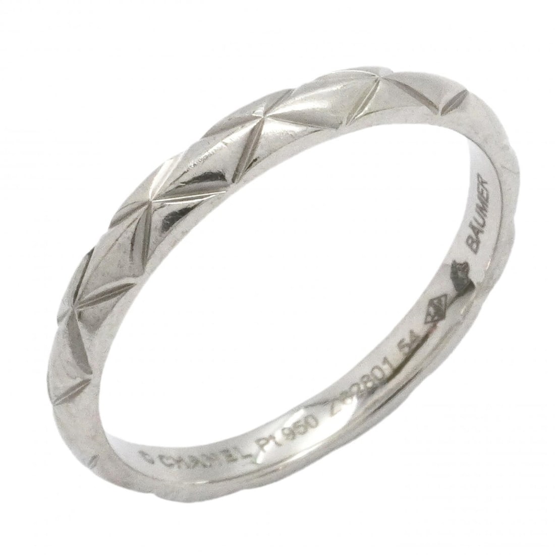 Chanel Matelassé Ring, Pt950 Platinum, Size #54, Women's (1 of 10)