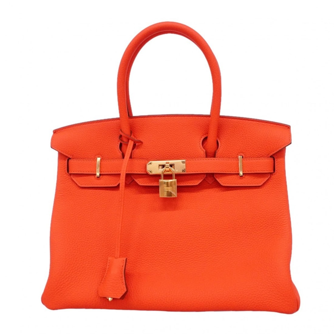 Hermes Birkin 30 handbag, Taurillon Clemence leather, Rouge Tomato, X stamp, women's.: --- Catalog ---Category: SizeSize (HxWxD): 24.5cm x 30cm x 16cm / 9.64'' x 11.81'' x 6.29''Category: DesignType: HandbagColor: Red colorGender: WomenMaterial: Taurillon clemence leather Hardware Color