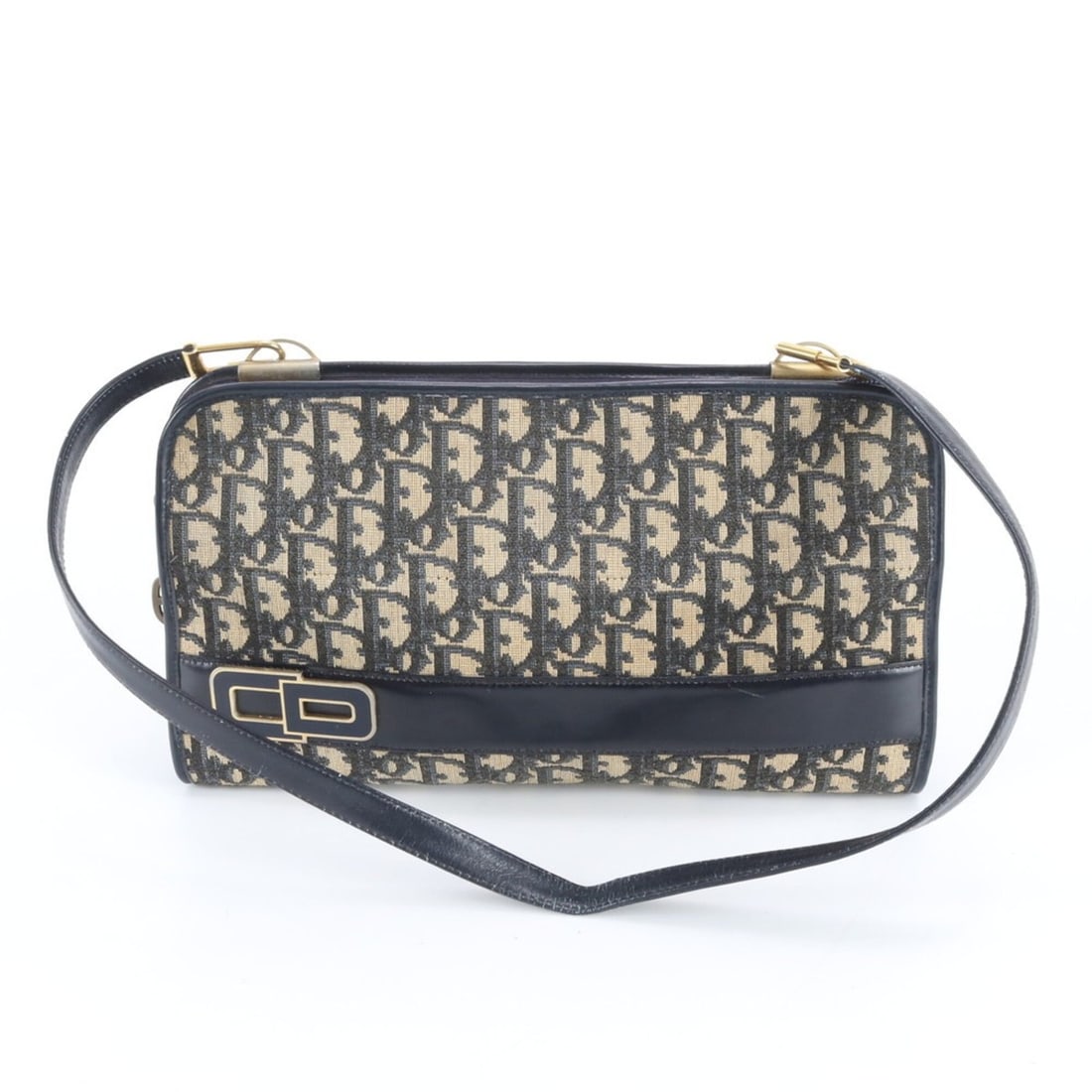 Christian Dior Trotter Leather Canvas Shoulder Bag, Handbag, Navy Blue, Women's: --- Catalog ---Category: SizeSize (HxWxD): 17cm x 30cm x 4cm / 6.69'' x 11.81'' x 1.57''Category: DesignType: Handbag, Shoulder bagColor: Beige, NavyGender: WomenMaterial: Leather , Canvas Category: G