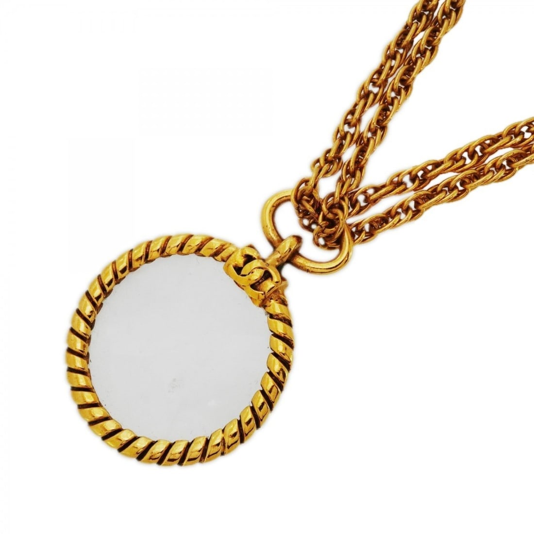 Chanel Necklace, Coco Mark, Magnifying Glass, GP Plated Gold, Women's: --- Catalog ---Category: SizePendant Size: 59mm x 41.9mm / 2.32'' x 1.64''Neck Circumference: 94 cm / 37''Category: DesignColor: GoldGender: WomenMaterial: Gold platingNecklace Type: NecklaceCategory: