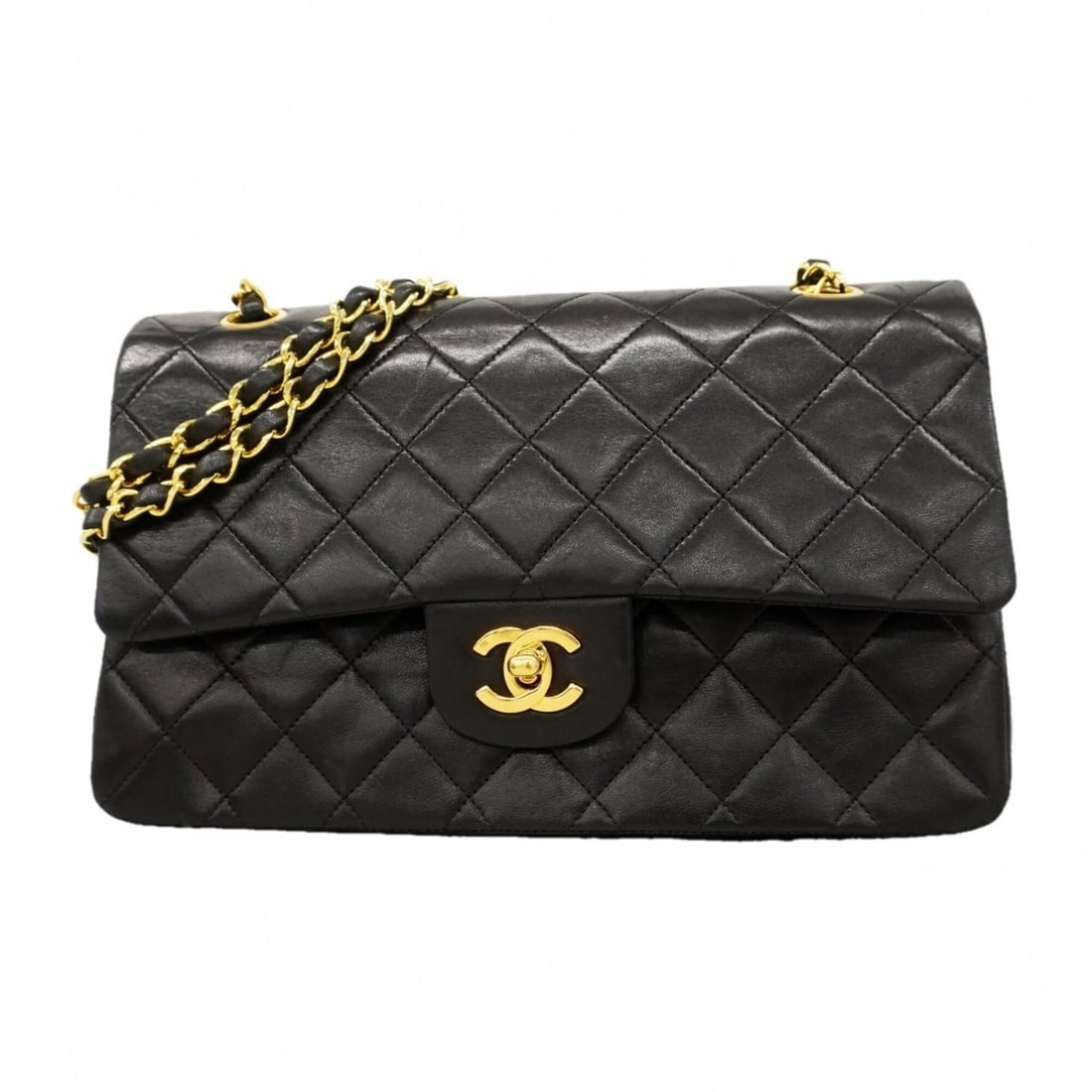 Chanel Matelassé Shoulder Bag, Double Flap, Chain, Lambskin, Black, Women's: --- Catalog ---Category: SizeSize (HxWxD): 16cm x 25.5cm x 7cm / 6.29'' x 10.03'' x 2.75''Category: DesignType: Shoulder bagColor: BlackGender: WomenMaterial: Leather Hardware Color: GoldLeather/Fur T