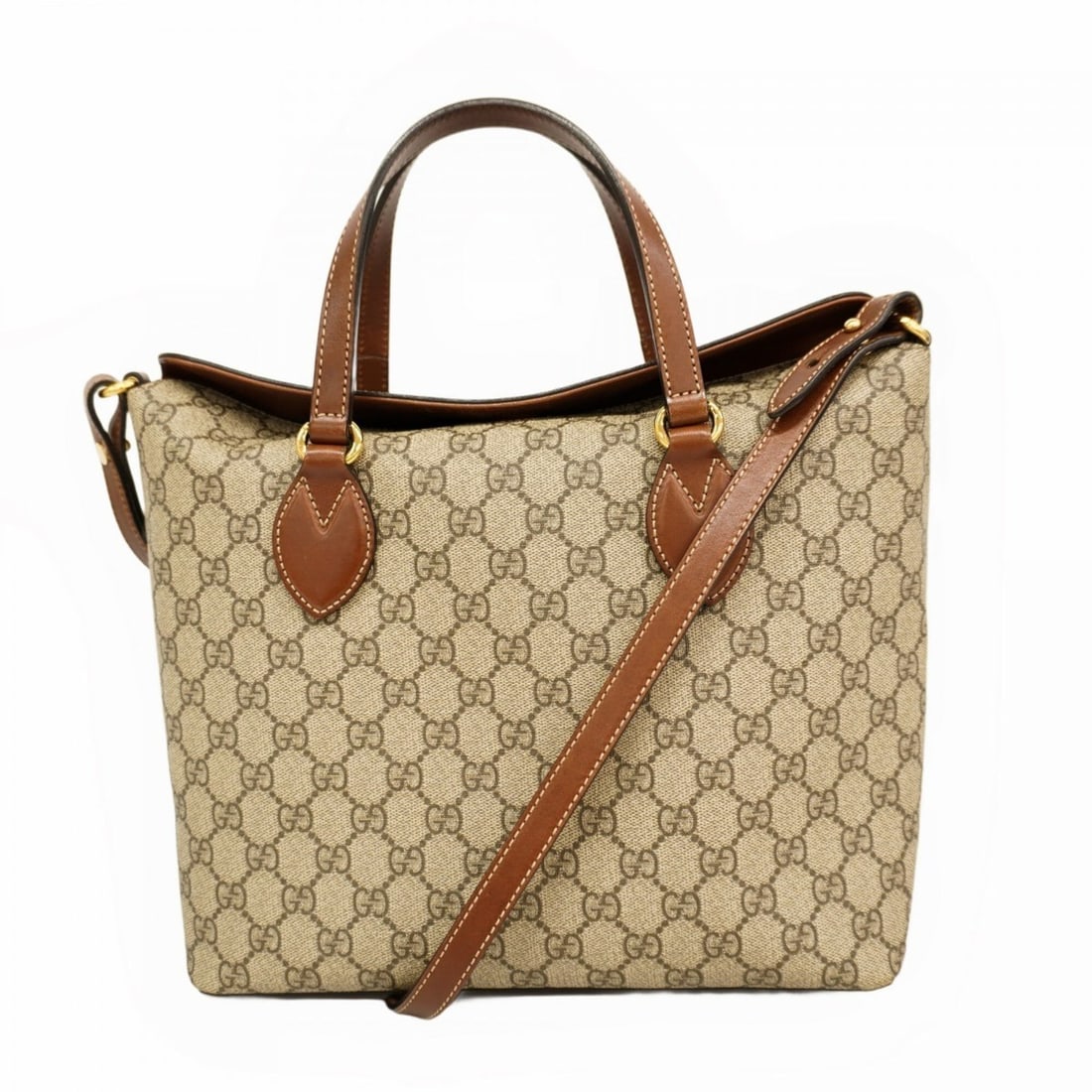 Gucci GG Supreme handbag, model number 429147, brown/beige, 2-way bag for women. (1 of 12)