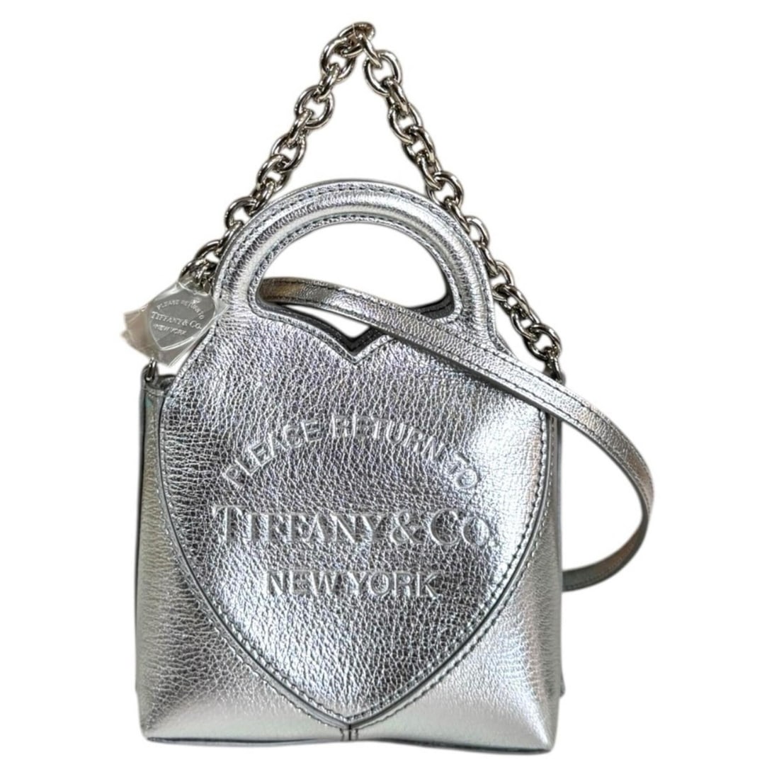 Tiffany & Co. Return to Micro Tote Shoulder Bag, Leather, Silver, Women's, 2-way: --- Catalog ---Category: SizeSize (HxWxD): 10cm x 11.5cm x 6.5cm / 3.93'' x 4.52'' x 2.55''Category: DesignType: Shoulder bag, Tote bagColor: SilverGender: WomenMaterial: Leather Category: GeneralBran