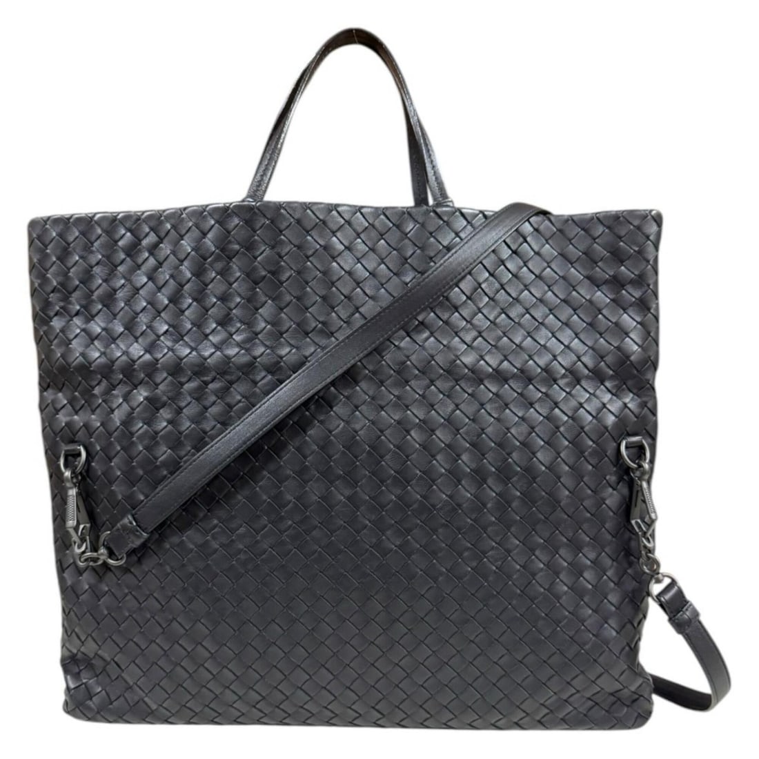 Bottega Veneta Intrecciato Shoulder Bag, Leather, Black, Women's, BOTTEGAVENETA, 2-way (1 of 15)
