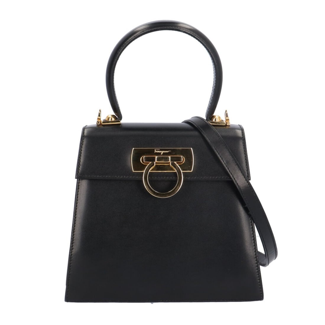 Salvatore Ferragamo Gancini Shoulder Bag, Leather 212193 Black, Women's, 2-way (1 of 16)