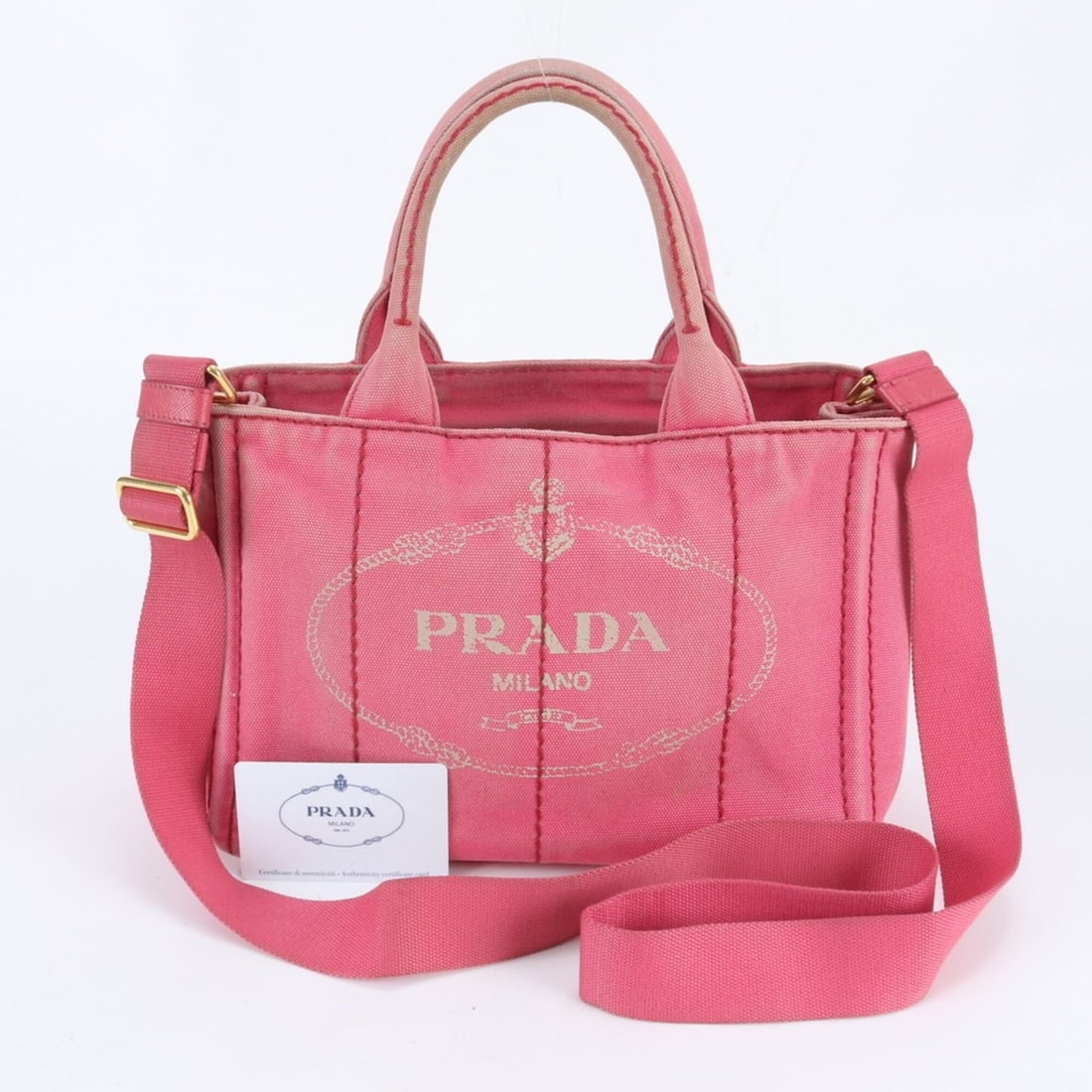 Prada Canapa 1BG439 2-Way Tote Bag (Handbag, Crossbody, Shoulder Bag) with Guarantee Card - Women's (1 of 11)