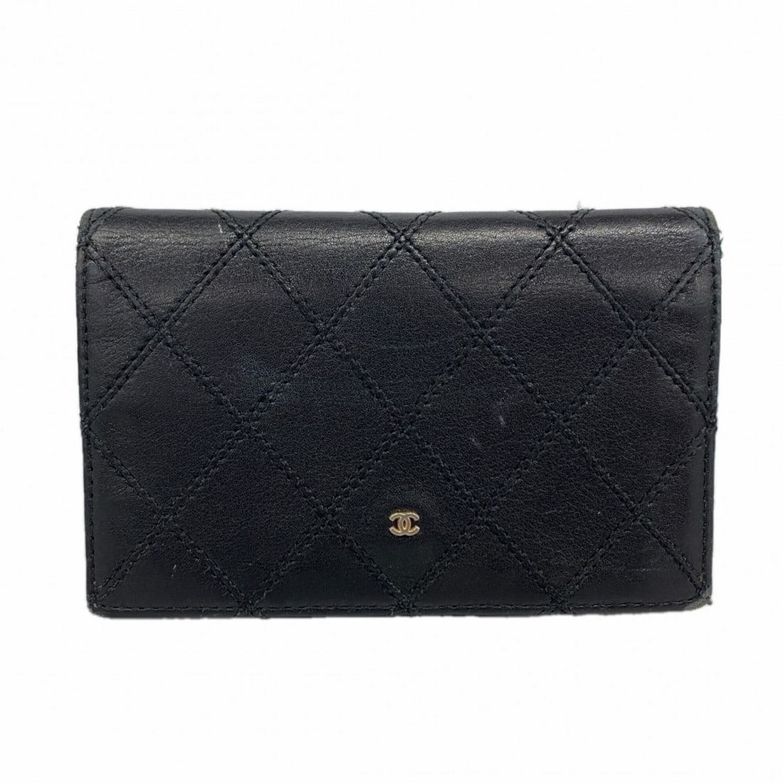 Chanel Business Card Holder/Card Case, Bicolore Lambskin, Black, Women's (1 of 12)