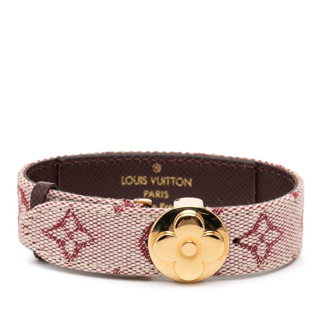 Louis Vuitton Monogram Mini Good Luck Bracelet M64459 Pink Red Canvas Leather Women's LOUIS VUITTON (1 of 14)