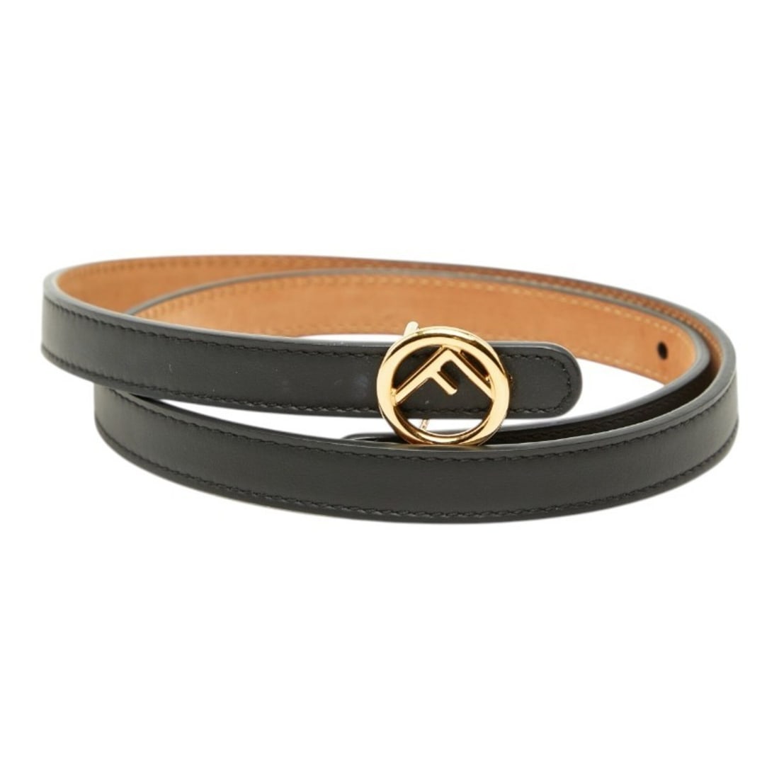Fendi F is Logo Reversible Belt, Size 75 (30), Black with Gold Hardware, Leather, Women's. (1 of 10)