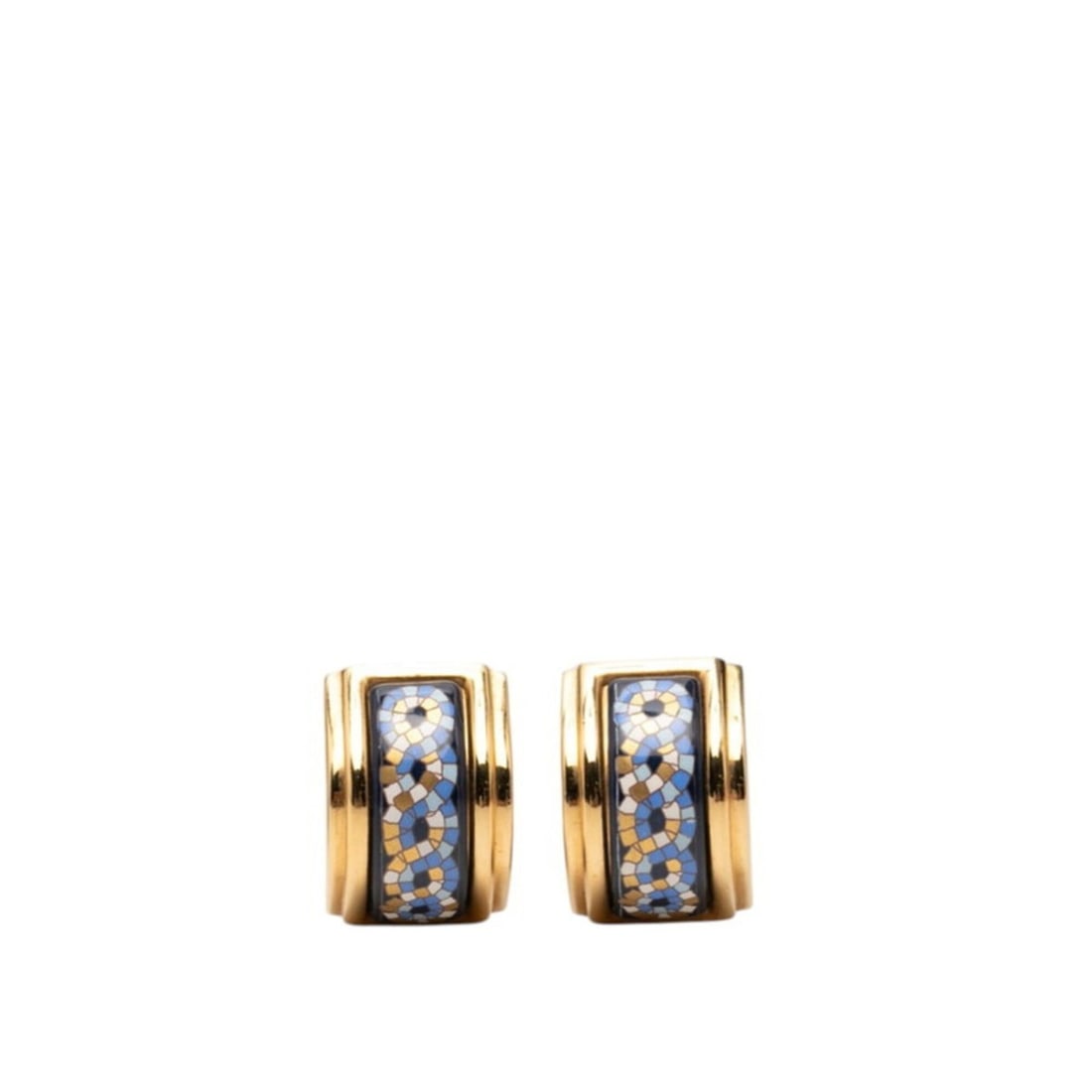 Hermes enamel cloisonné earrings, gold multicolor plated, women's. (1 of 10)