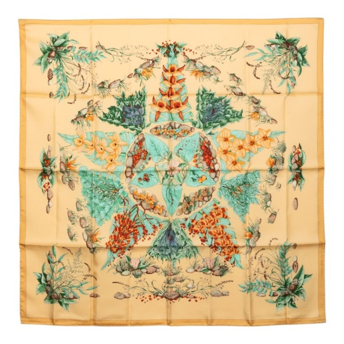 Hermes Carre 90 Pythagore Scarf/Muffler, Beige Multicolor Silk, Women's (1 of 14)