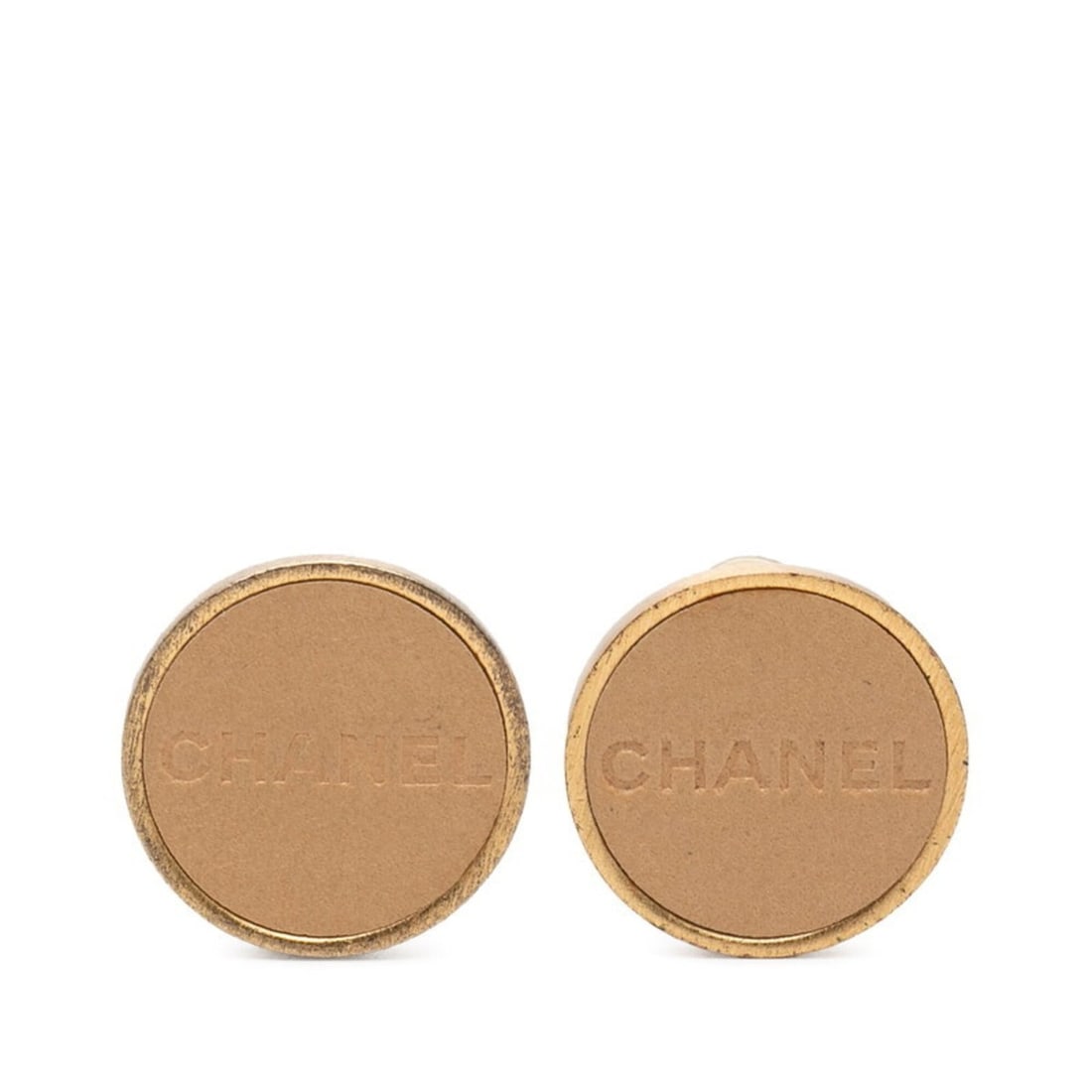 Chanel Logo Earrings, Gold Beige Plated Leather, Women's CHANEL: --- Catalog ---Category: SizeSize (HxWxD): 19.40mm x 19.00mm / 0.76'' x 0.75''Category: DesignType: Clip earringsColor: Beige, GoldGender: WomenMaterial: LeatherCategory: GeneralBrand: Chanel--- Item
